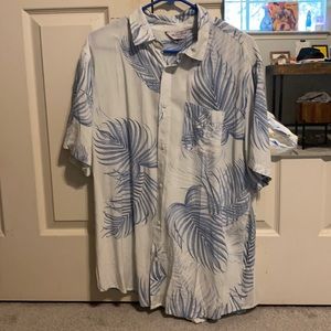 White and light blue viscose button up